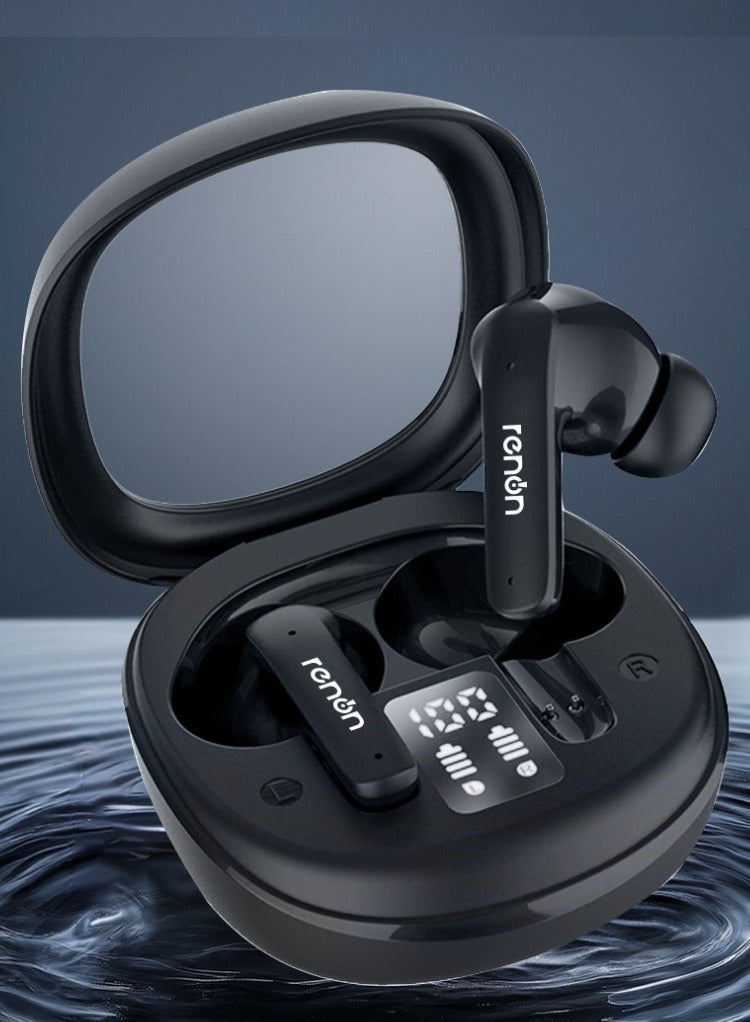 RENON EchoBuds Bluetooth Headphones 5.4 Wireless Earbud with Active Noise Cancelling (ANC), 20 Hours Battery Life, IPX4 Waterproof, HD Audio, Fast Charging, True Wireless In-Ear Headphones Black - Image 3